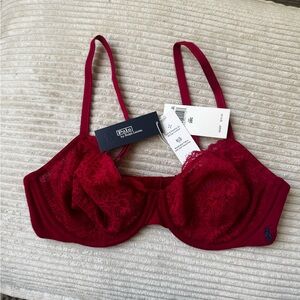 NWT Polo by Ralph Lauren Red Lace Balconette Bra